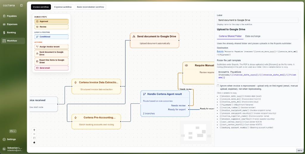 Workflow-node: Send document to Google Drive